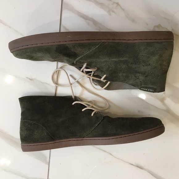 Men Forest Green Suede Cole Haan Shoes - Picture 4 of 6